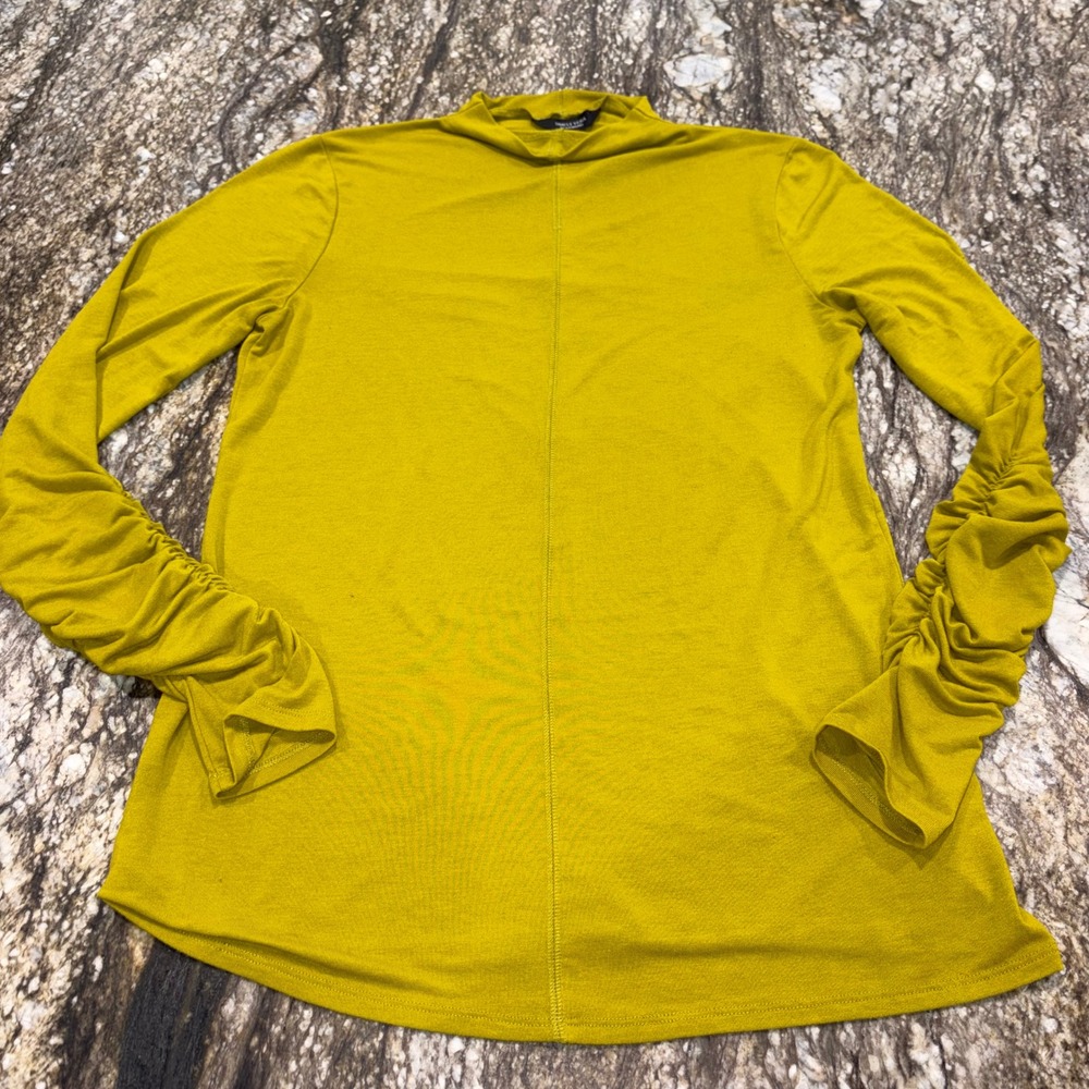Ruched Mock Neck Simply Vera Vera Wang Long Sleeve Top Womens M - Picture 9 of 10